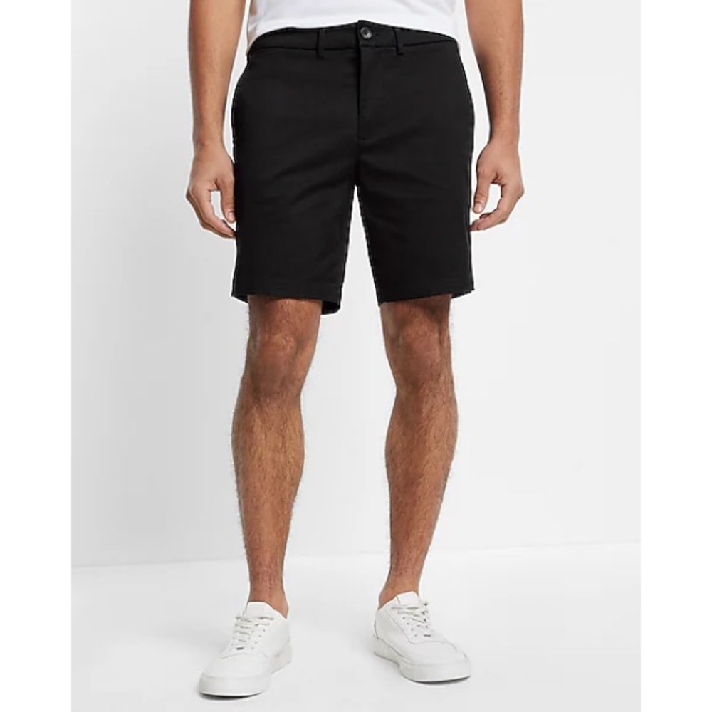Express Pitch Black Solid 8" Hyper Stretch Chino … - image 1